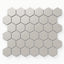 Levi 2x2 hexagon mosaic porcelain tile with a matte finish, showcasing soft gray tones for a contemporary and versatile design