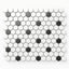 The combination of matte black and white hexagon mosaic tiles creates a bold, modern vibe, adding a clean and stylish contrast to any space.