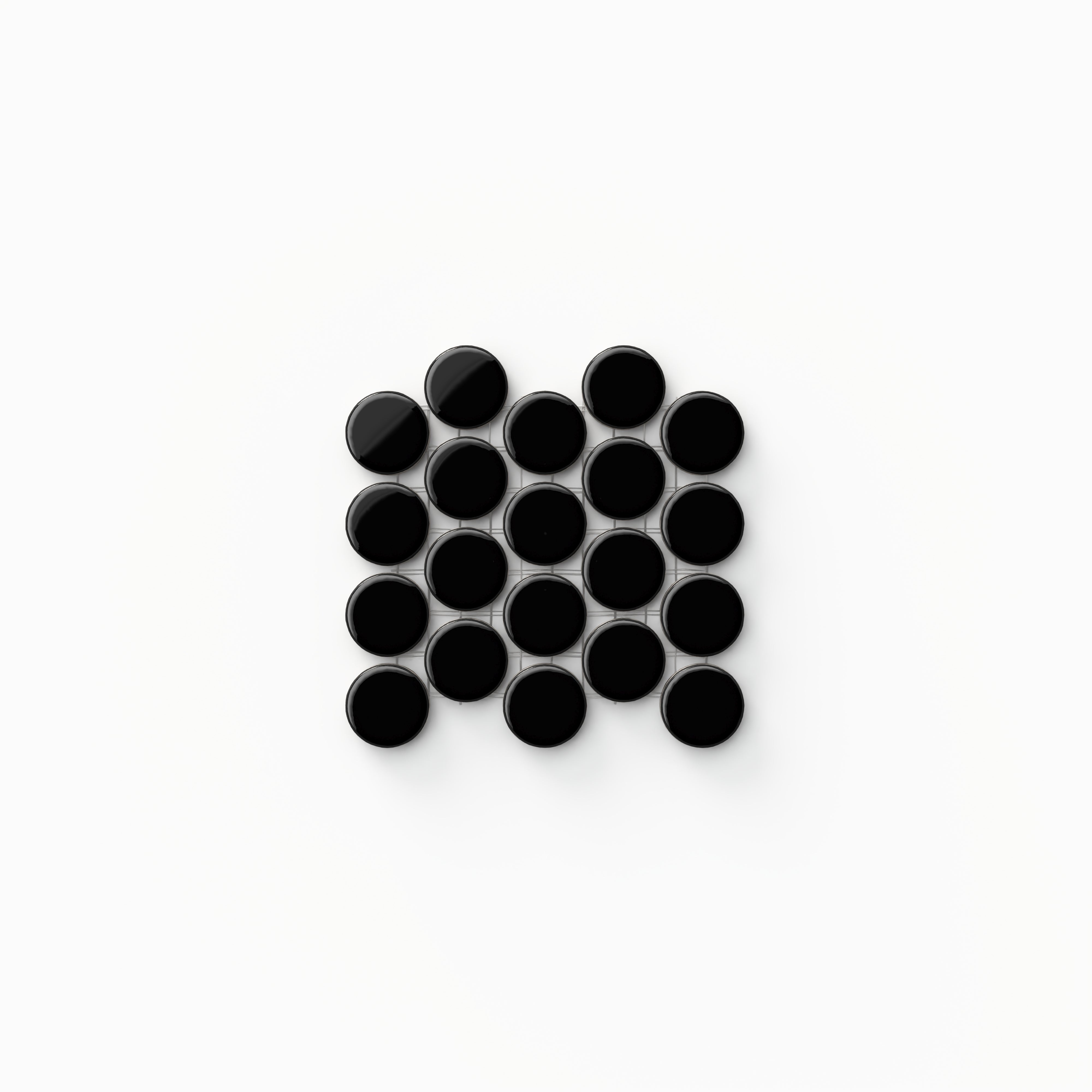 Ollie 3/4x3/4 Glossy Porcelain Mosaic Penny Round Tile in Black Sample