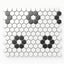Featuring a blend of matte black and white with floral hexagon shapes, these mosaic tiles create a versatile and charming pattern suited for any lasting design.