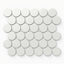 Minimalist white round mosaic tiles in a matte 12x12 design, ideal for bright, clean aesthetics