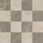 Leona Marfil and Amani Bronze 12x12 matte tiles in a striking checkerboard pattern, blending soft beige and brown hues.