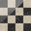 Leona Marfil and Nero Marquina tile, 12x12 gloss finish, showcasing a striking checkerboard pattern with creamy beige and bold black marble-look textures.