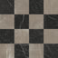 Leona Amani Bronze and Nero Marquina tile, 12x12 matte finish, featuring a sophisticated checkerboard pattern with warm brown and bold black marble-look tones.