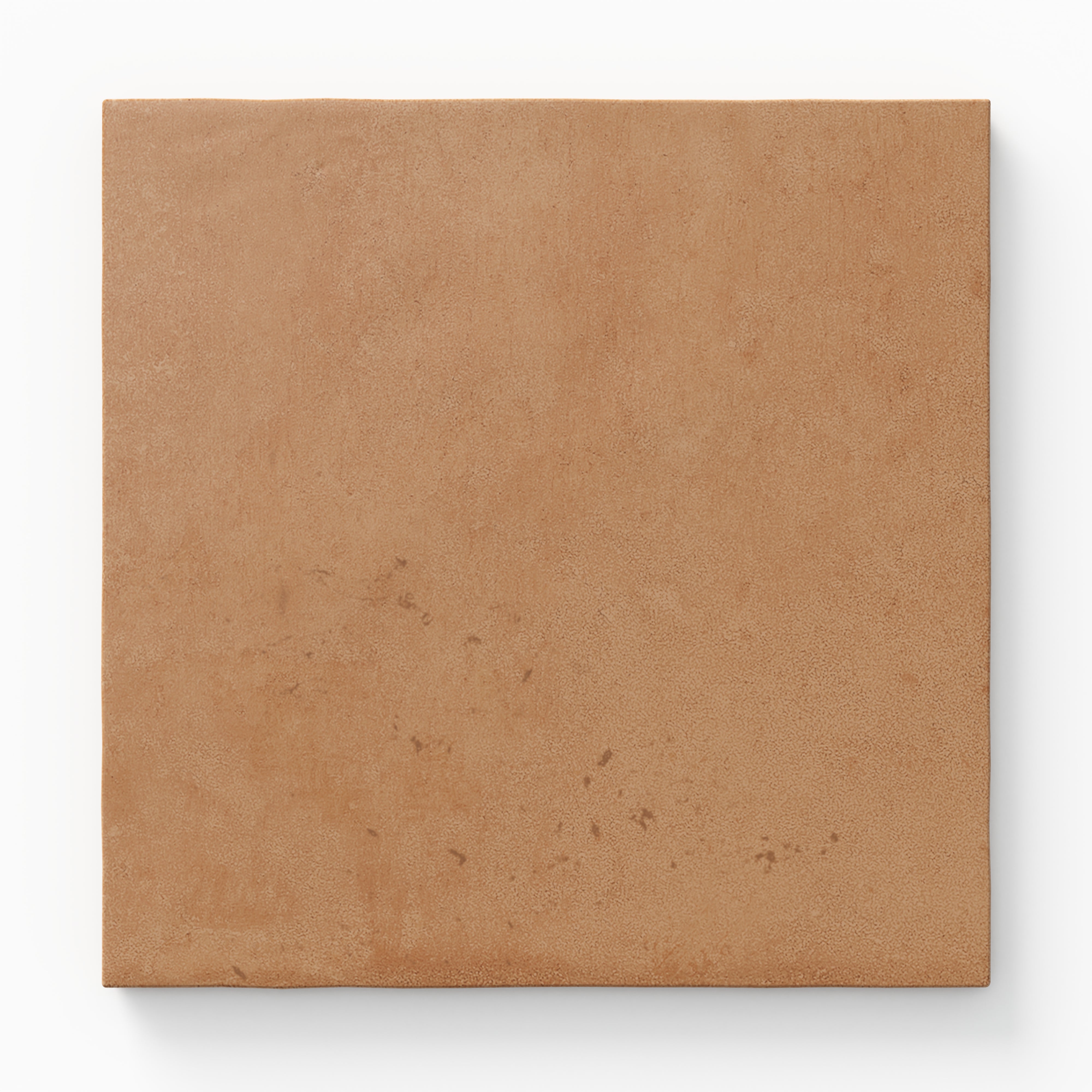 Square porcelain tile in warm terracotta brown with a soft matte finish and subtle surface variations.