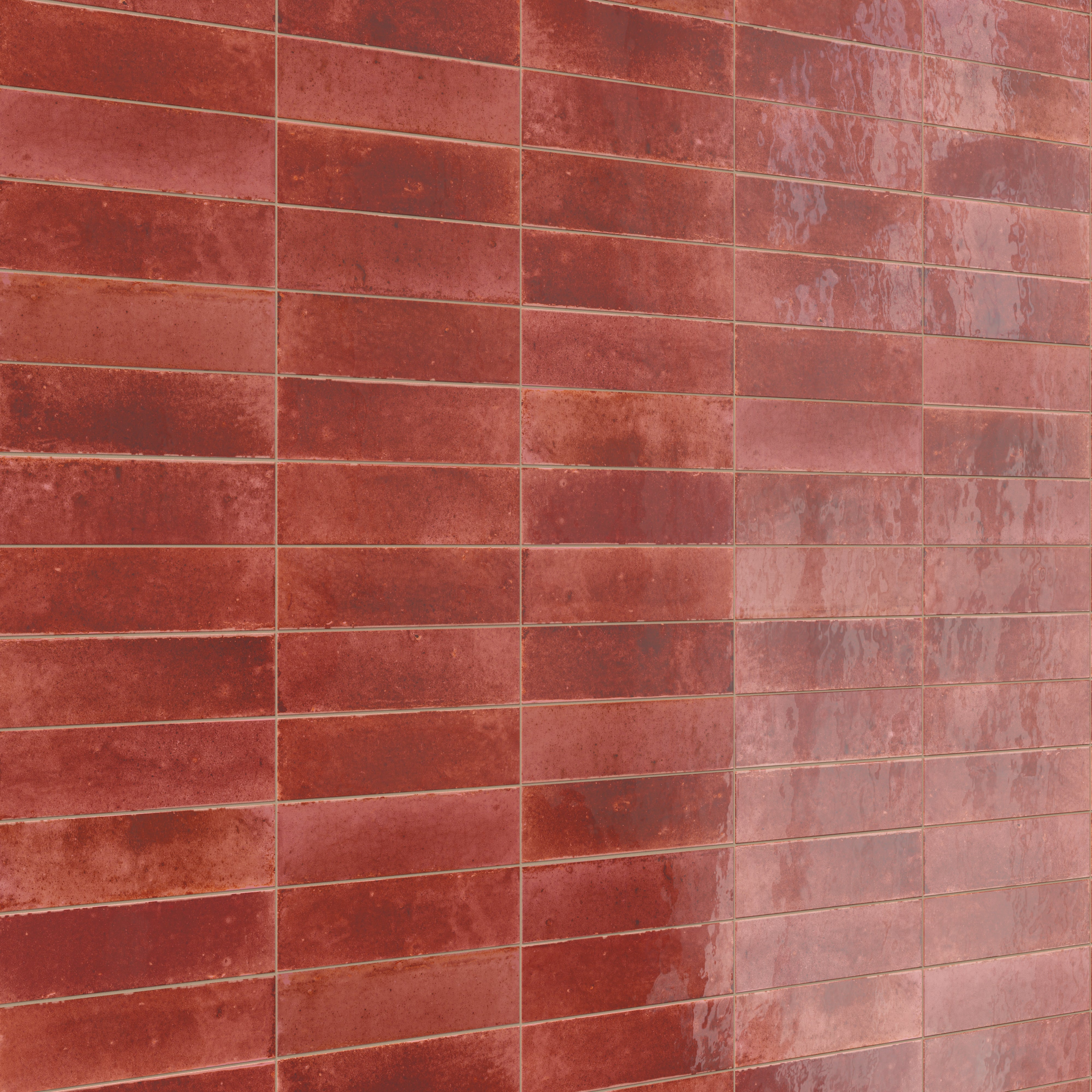 Makenna 3x11 Glossy Porcelain Tile in Crimson