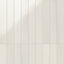 Glossy off-white ceramic subway tiles, aligned vertically for a clean and contemporary look