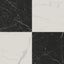 Leona Calacatta white and Nero Marquina black checkerboard, 24x24 matte tiles offer bold contrast and timeless elegance for large spaces.