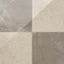 Leona Marfil and Amani Bronze tile, 24x24 gloss finish, featuring a refined checkerboard design with warm beige and brown marble-inspired tones.