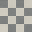 Palmer 12x12 checkerboard matte porcelain tile in white and grey, showcasing a classic alternating pattern.
