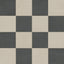 Palmer 12x12 checkerboard raw porcelain tile in natural beige and nero black, featuring a bold and textured pattern for dynamic interior and exterior designs.