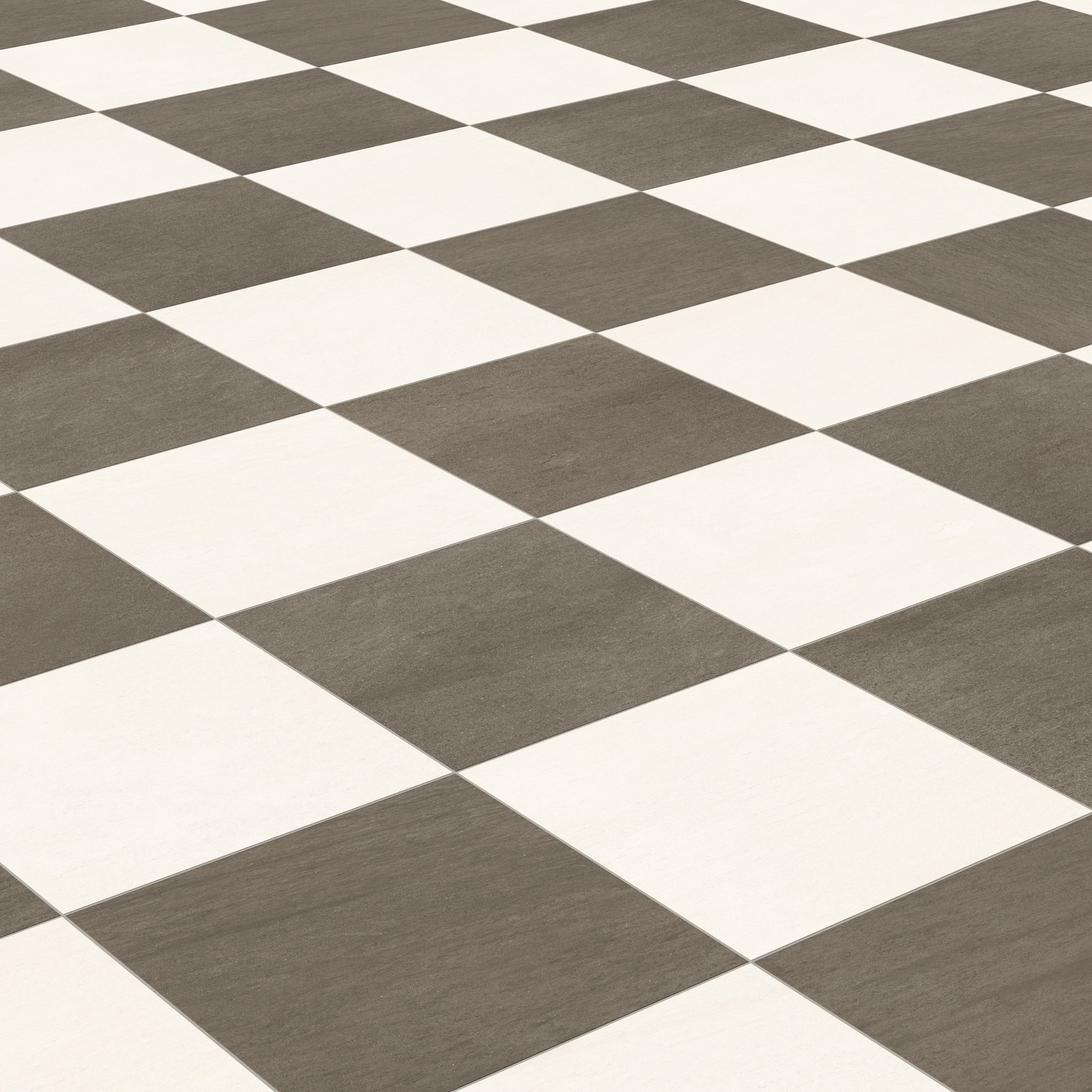 Brody 24x24 Checkerboard Matte Porcelain Tile in Sand and Smoke