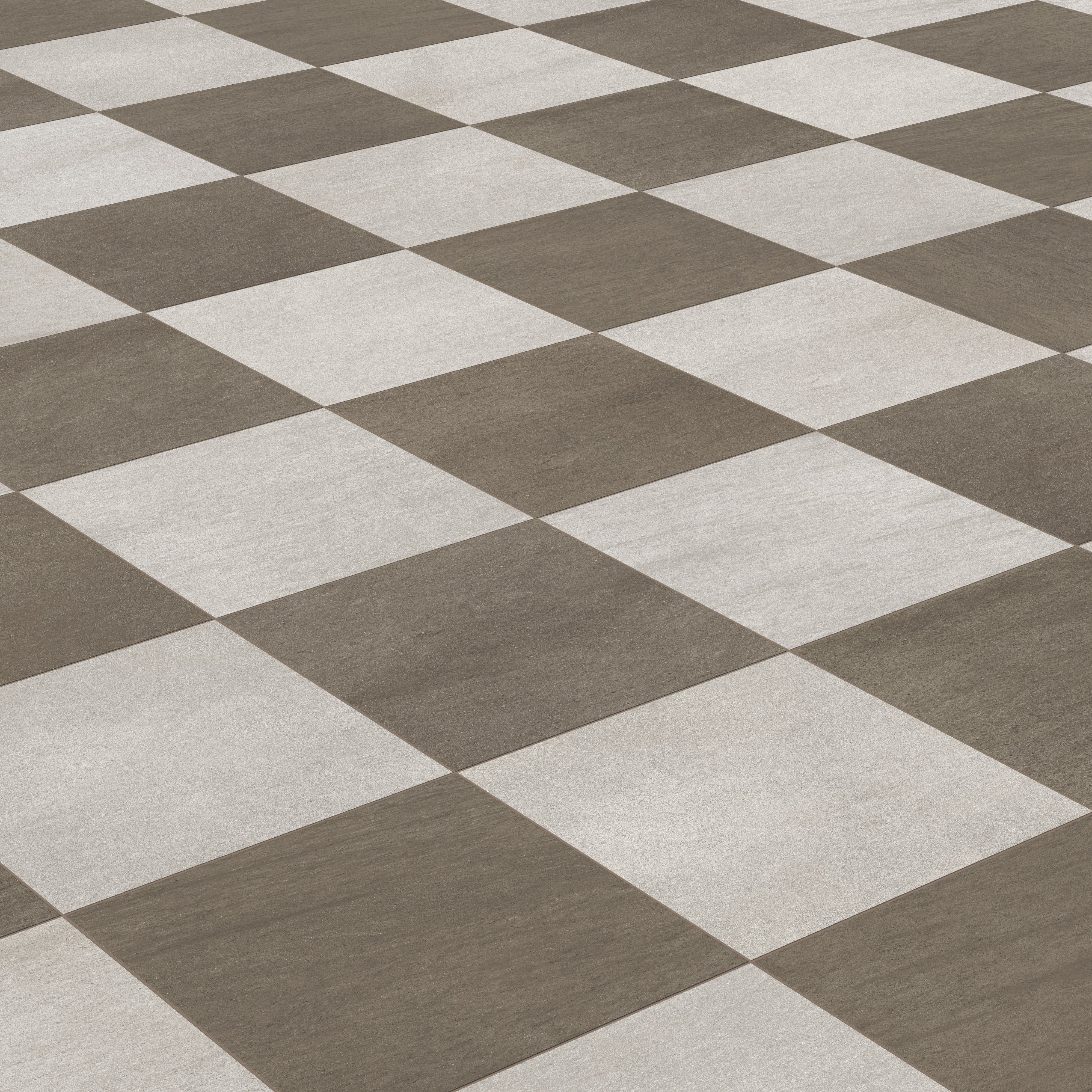 Brody 24x24 Checkerboard Matte Porcelain Tile in Sienna and Smoke
