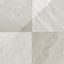 Blair 24x24 polished porcelain tile in Volakas white and Oniciata beige, offering a soft, elegant checkerboard look.
