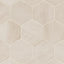 A 7x8 porcelain hexagon tile in off-white and beige featuring a matte finish and subtle tonal variation for a modern organic look.