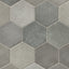 Juliet 7x8 Hexagon Matte Porcelain Tile in Charcoal