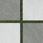 Outdoor checkerboard layout of 24x24 stone-look porcelain paver tiles in gray and white tones, set over grass for a striking yet natural patio design