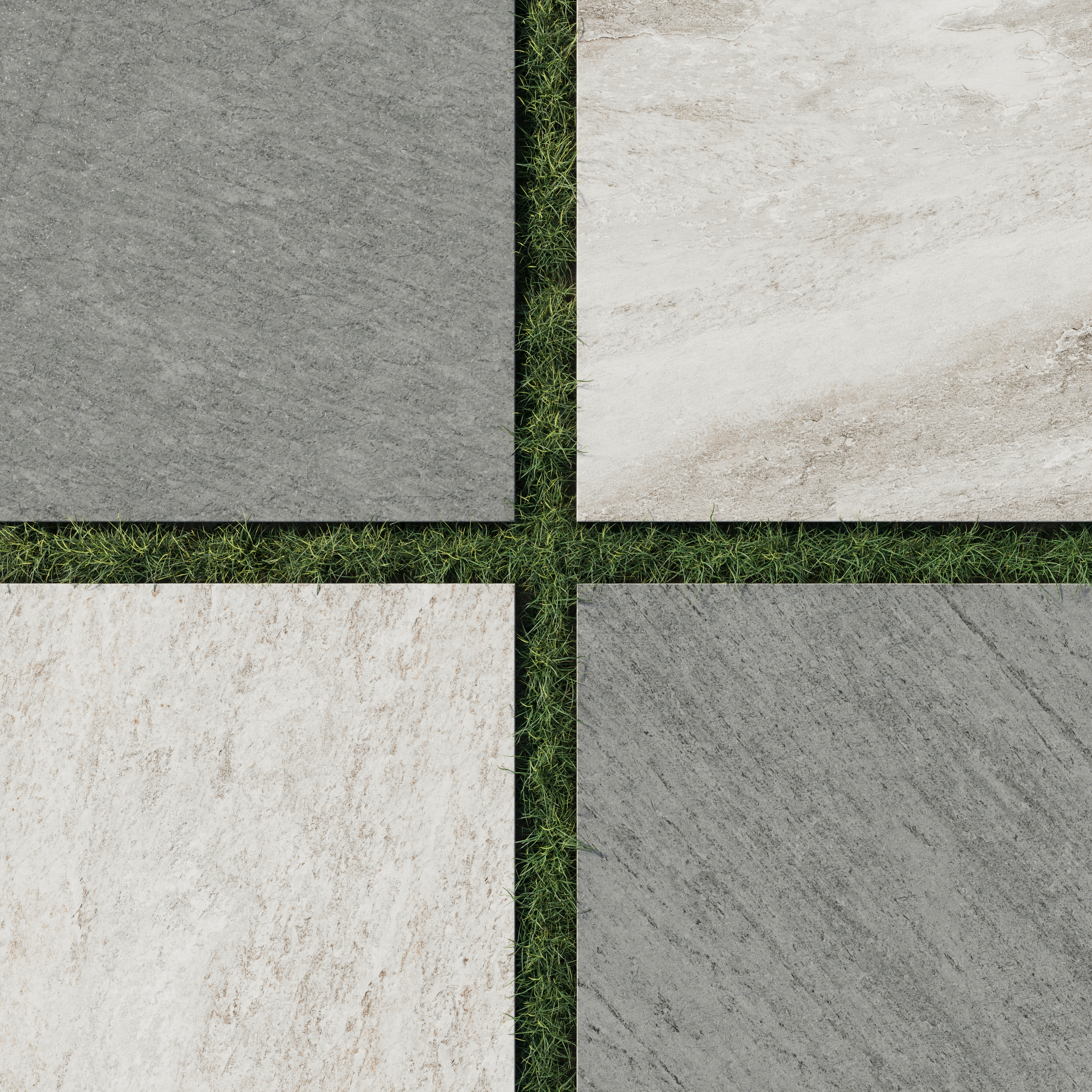 Carter Pattern Tile Carter 24x24 Checkerboard Grip 2cm Porcelain Paver Tile in Fossil & Stone