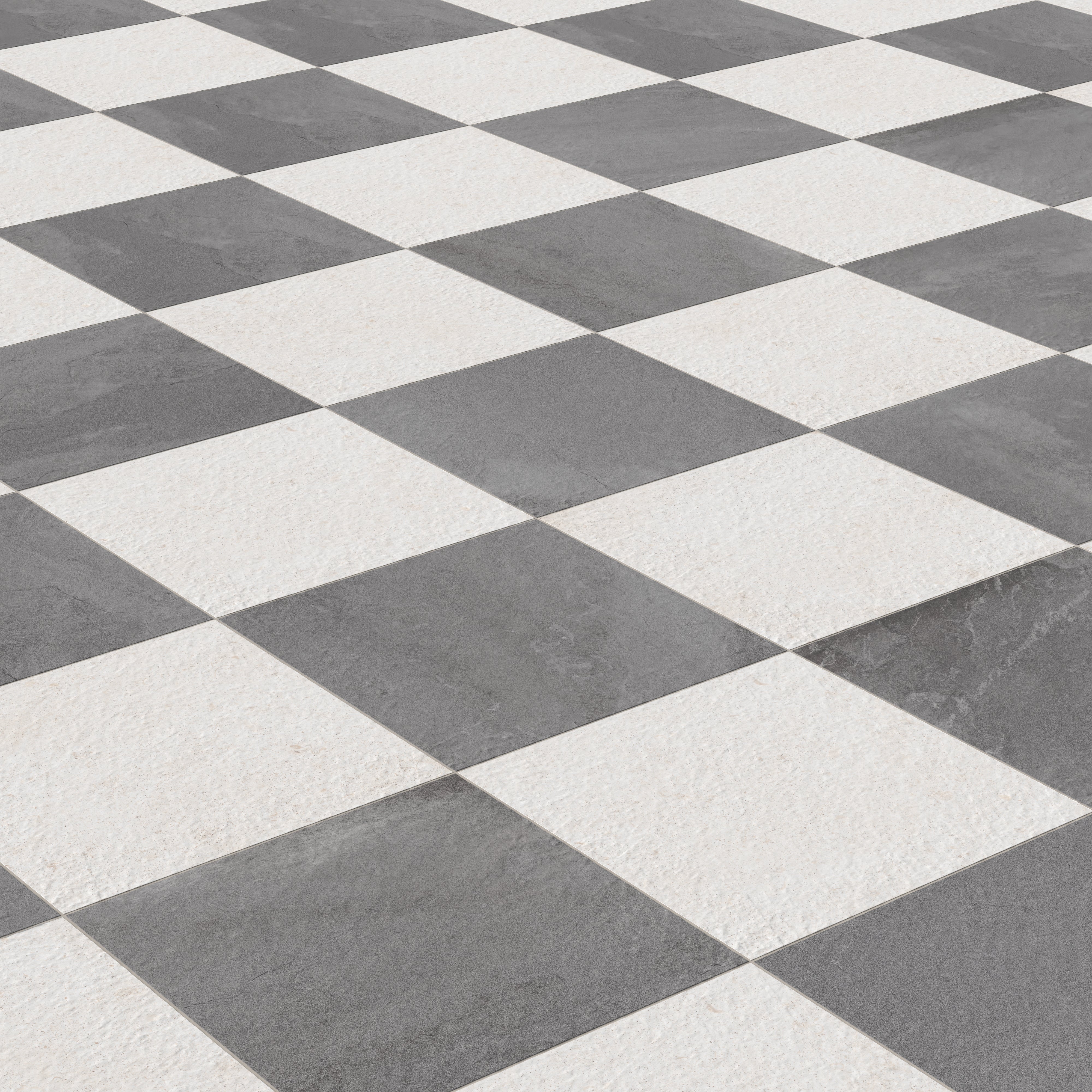 Bowden 24x24 Checkerboard Grip 2cm Porcelain Paver Tile in Graphite & Canvas