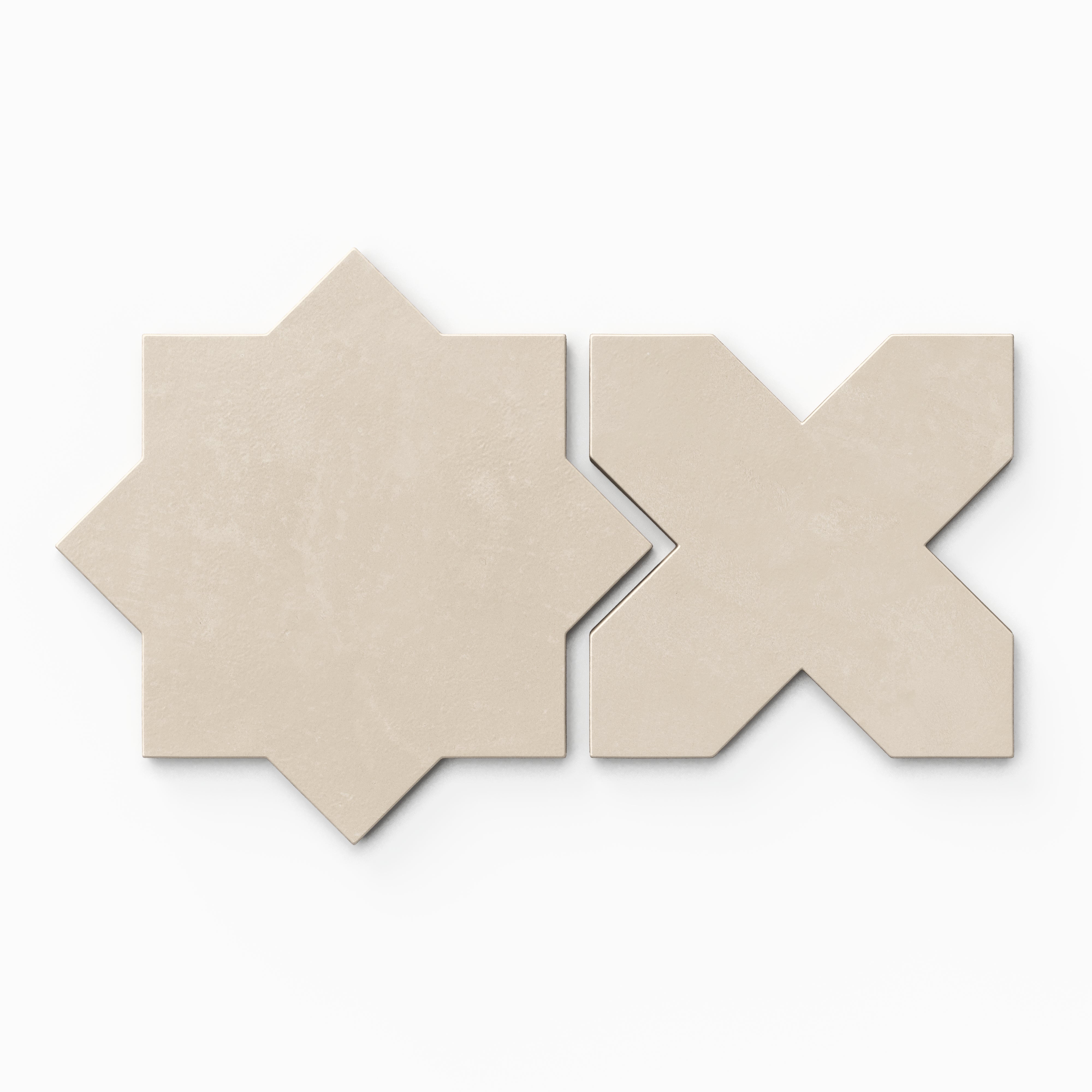 Isabel 11x11 Matte Porcelain Tile Star in Cream and Cross in Cream