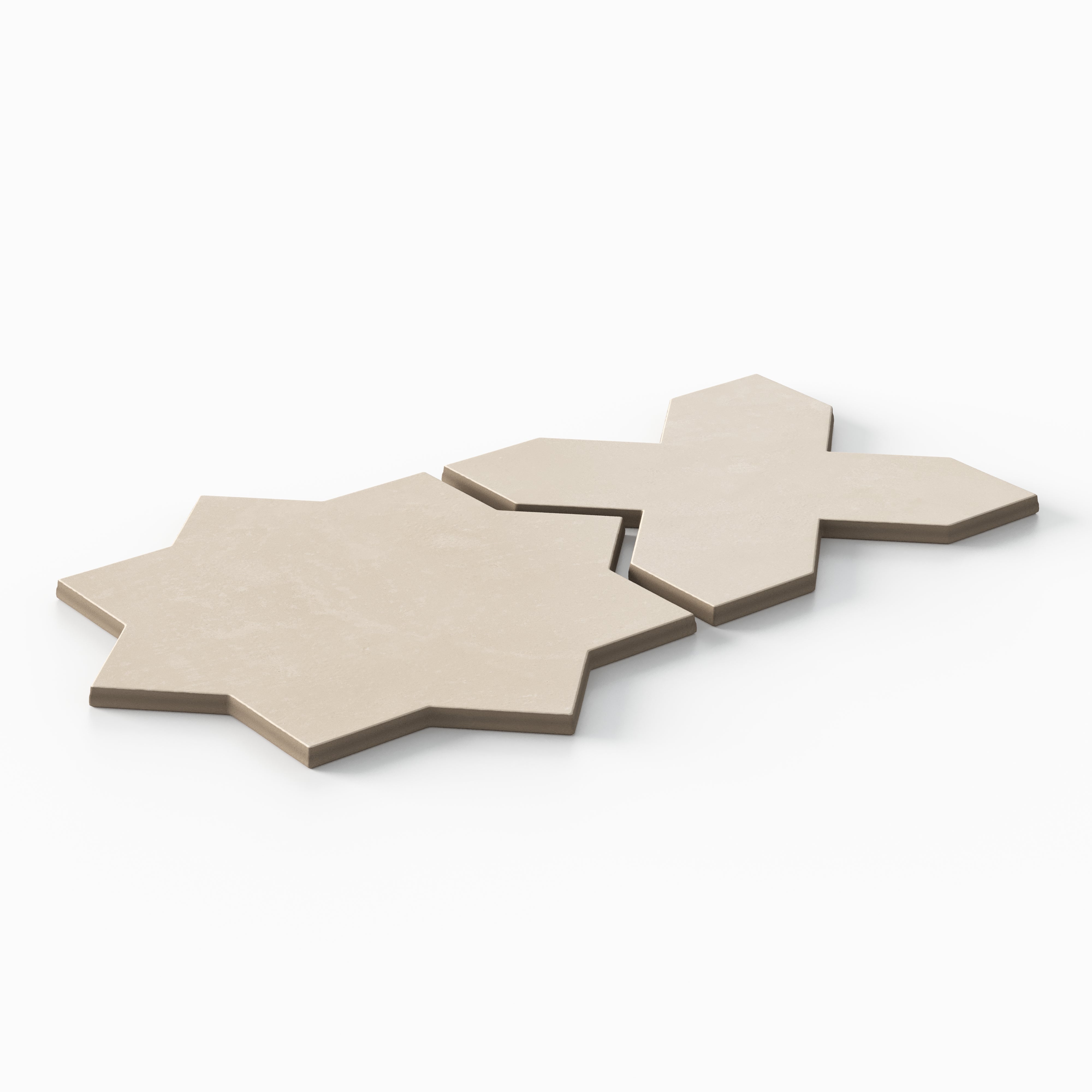 Isabel 11x11 Matte Porcelain Tile Star in Cream and Cross in Cream