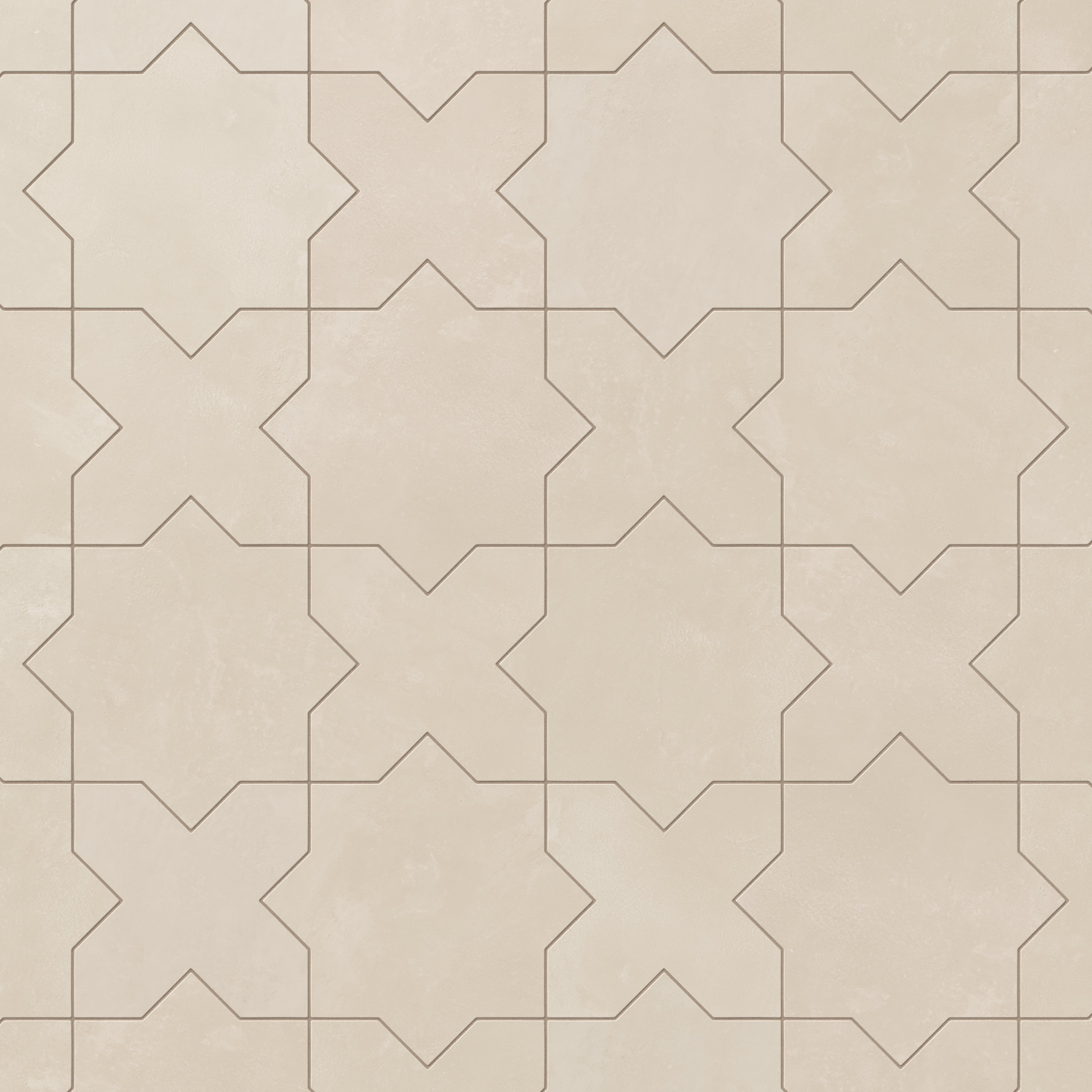 Isabel 11x11 Matte Porcelain Tile Star in Cream and Cross in Cream