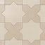 Isabel 11x11 Matte Porcelain Tile Star in Cream and Cross in Bone