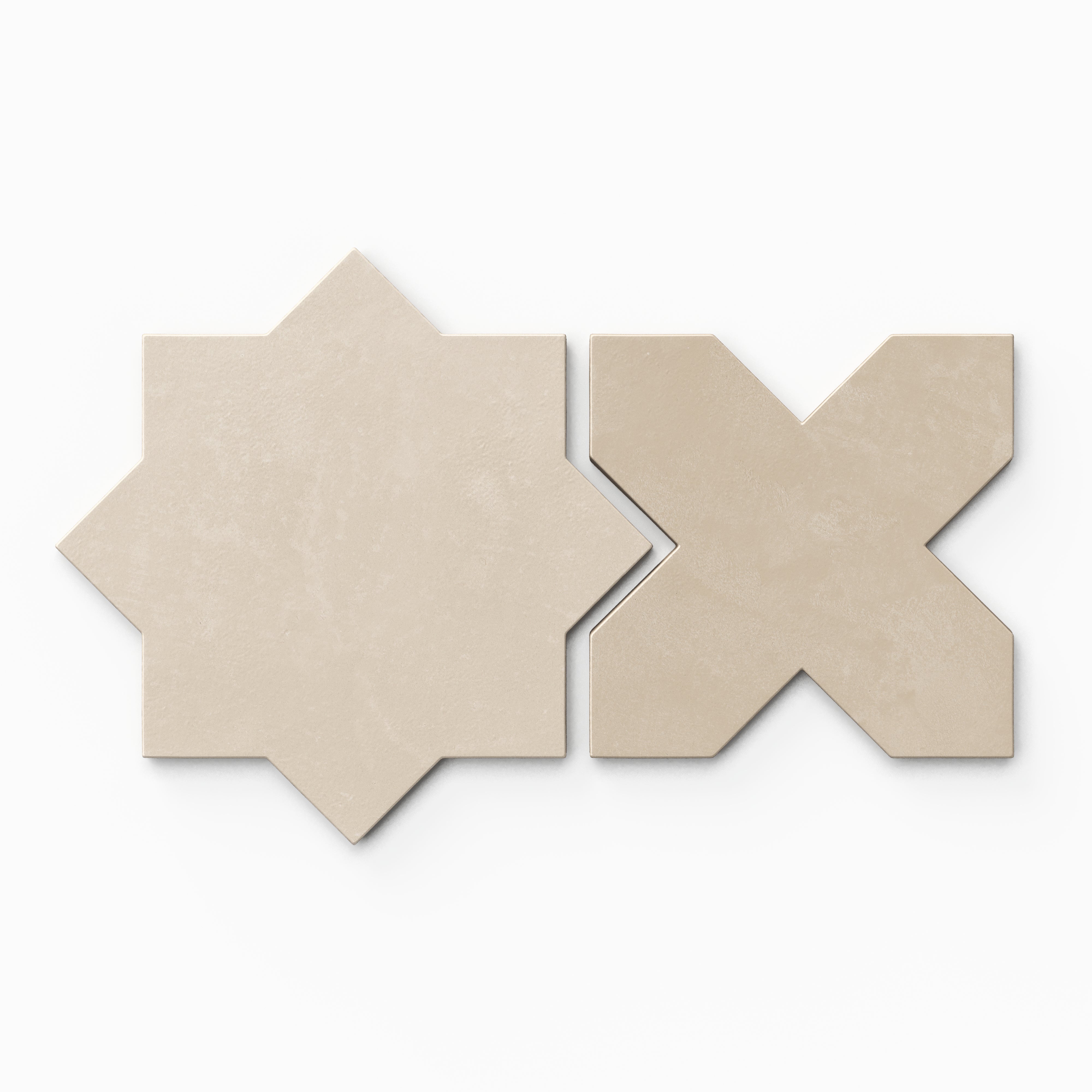 Isabel 11x11 Matte Porcelain Tile Star in Cream and Cross in Bone