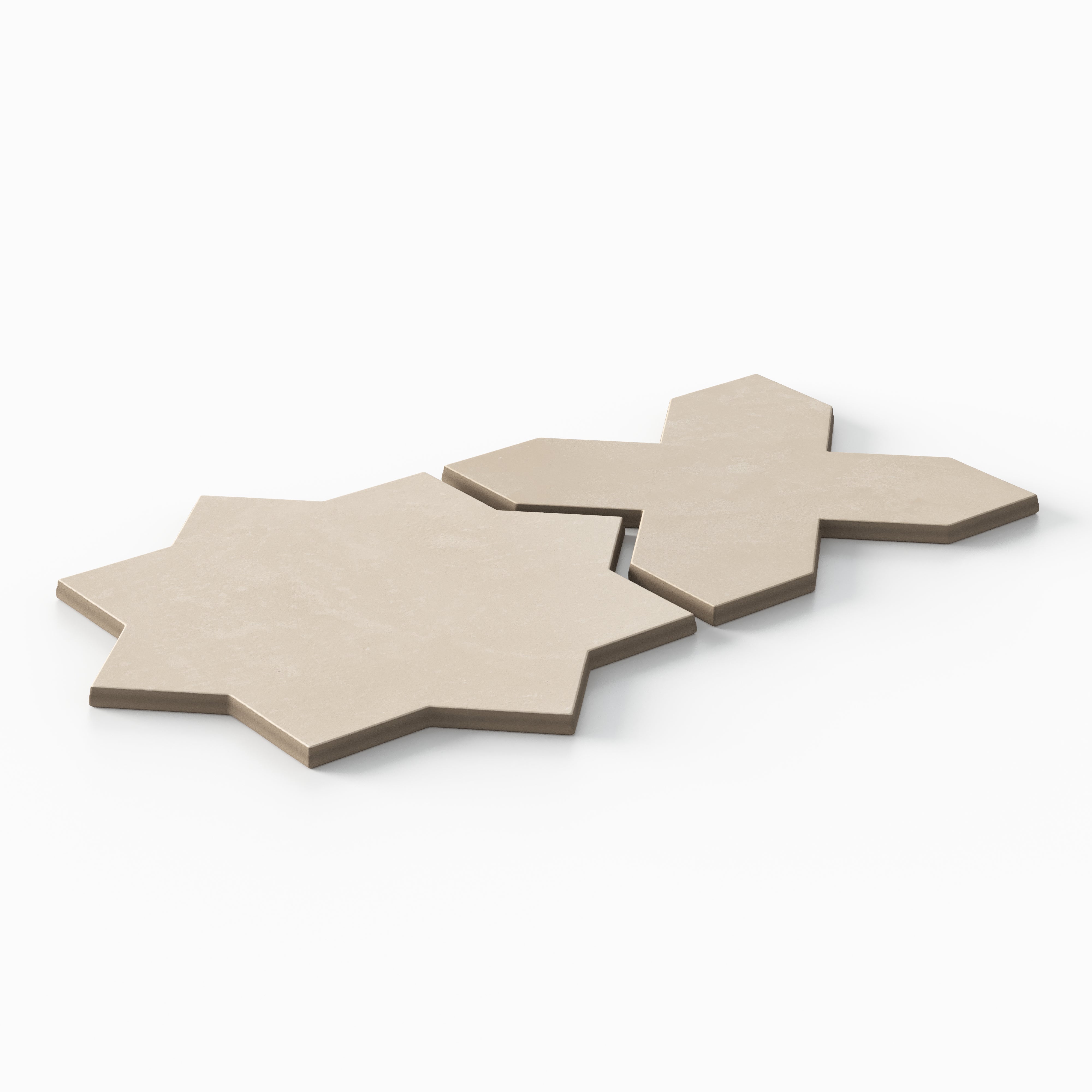 Isabel 11x11 Matte Porcelain Tile Star in Cream and Cross in Bone