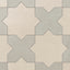 Isabel 11x11 Matte Porcelain Tile Star in Cream and Cross in Dove