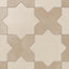Isabel 11x11 Matte Porcelain Tile Star in Cream and Cross in Sand