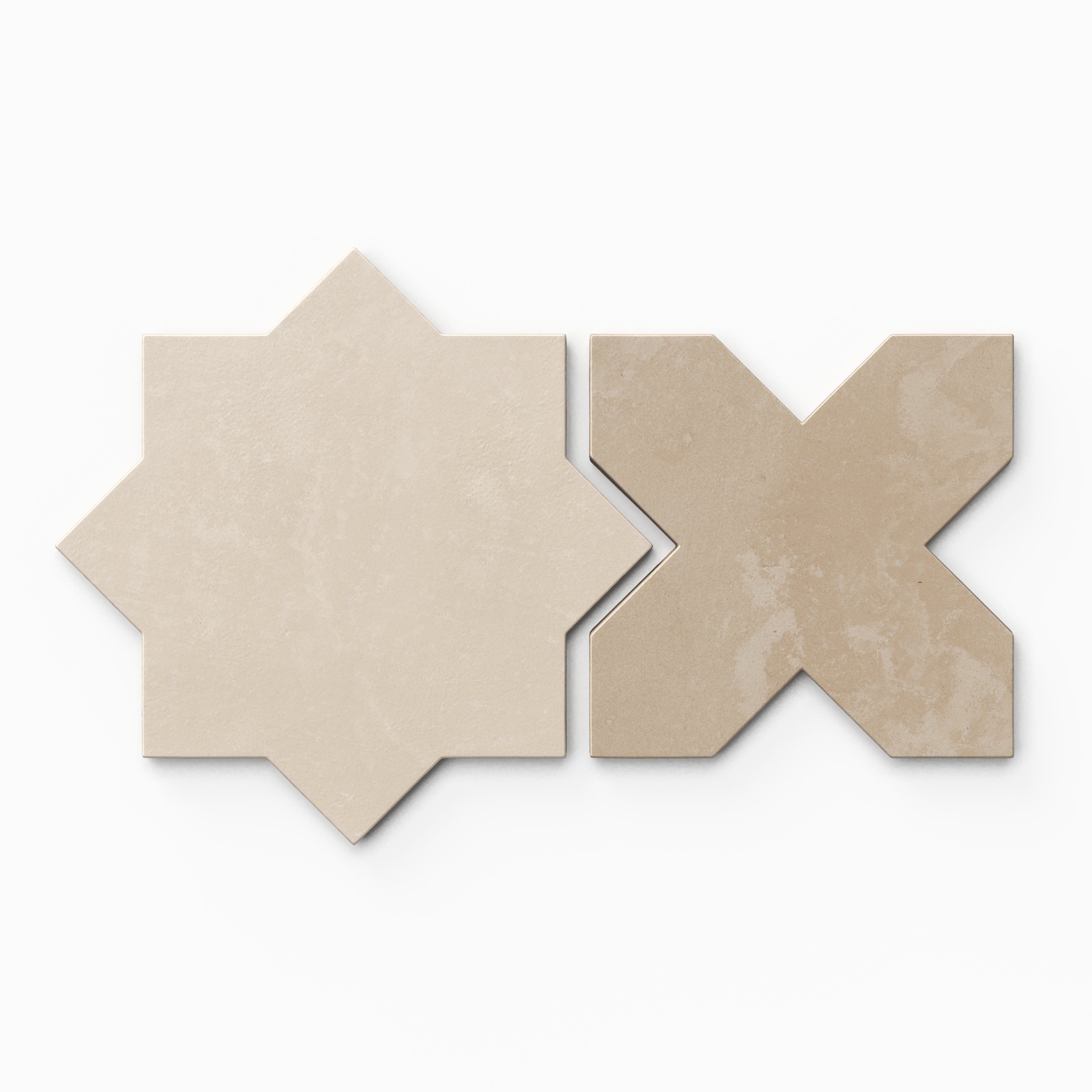 Isabel 11x11 Matte Porcelain Tile Star in Cream and Cross in Sand