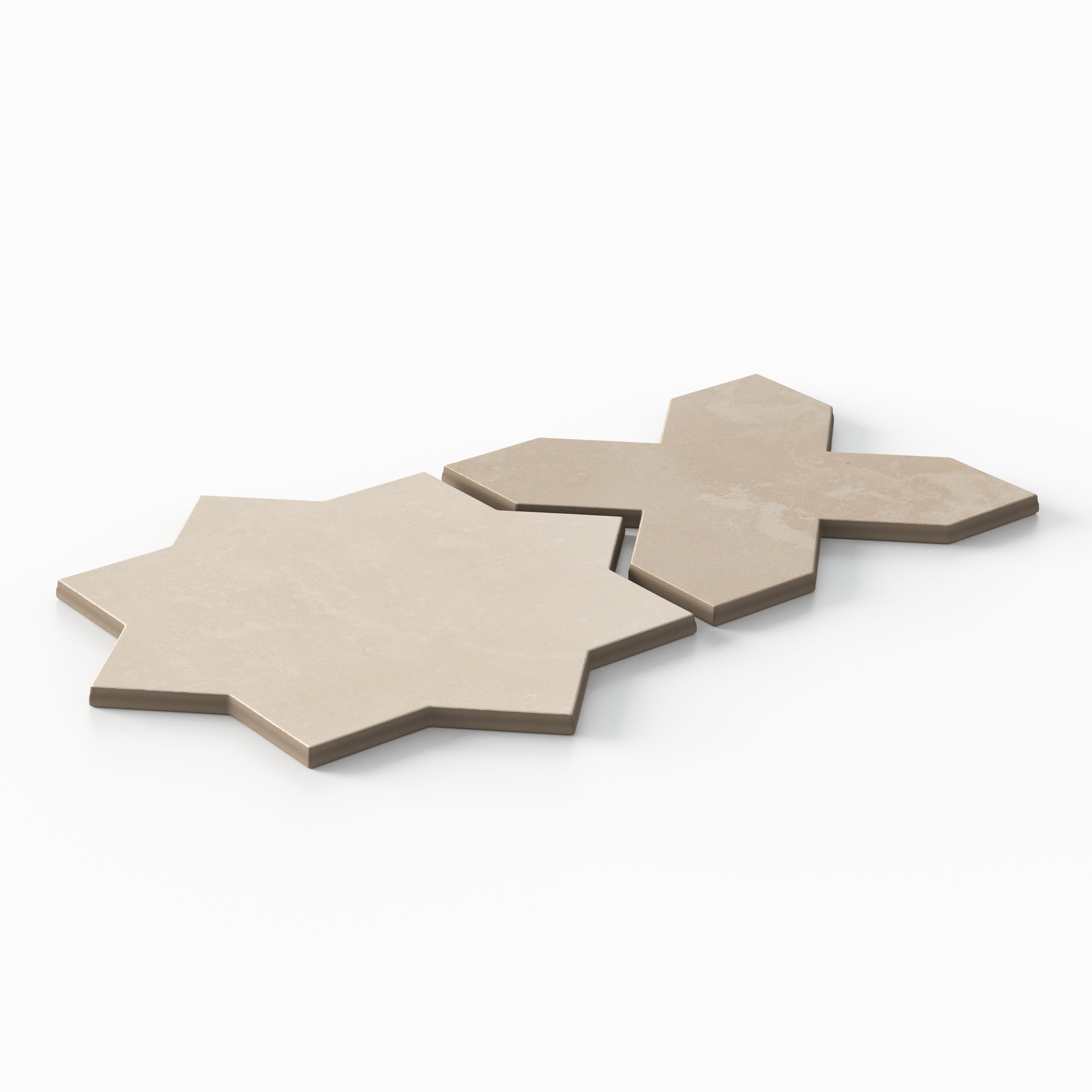 Isabel 11x11 Matte Porcelain Tile Star in Cream and Cross in Sand