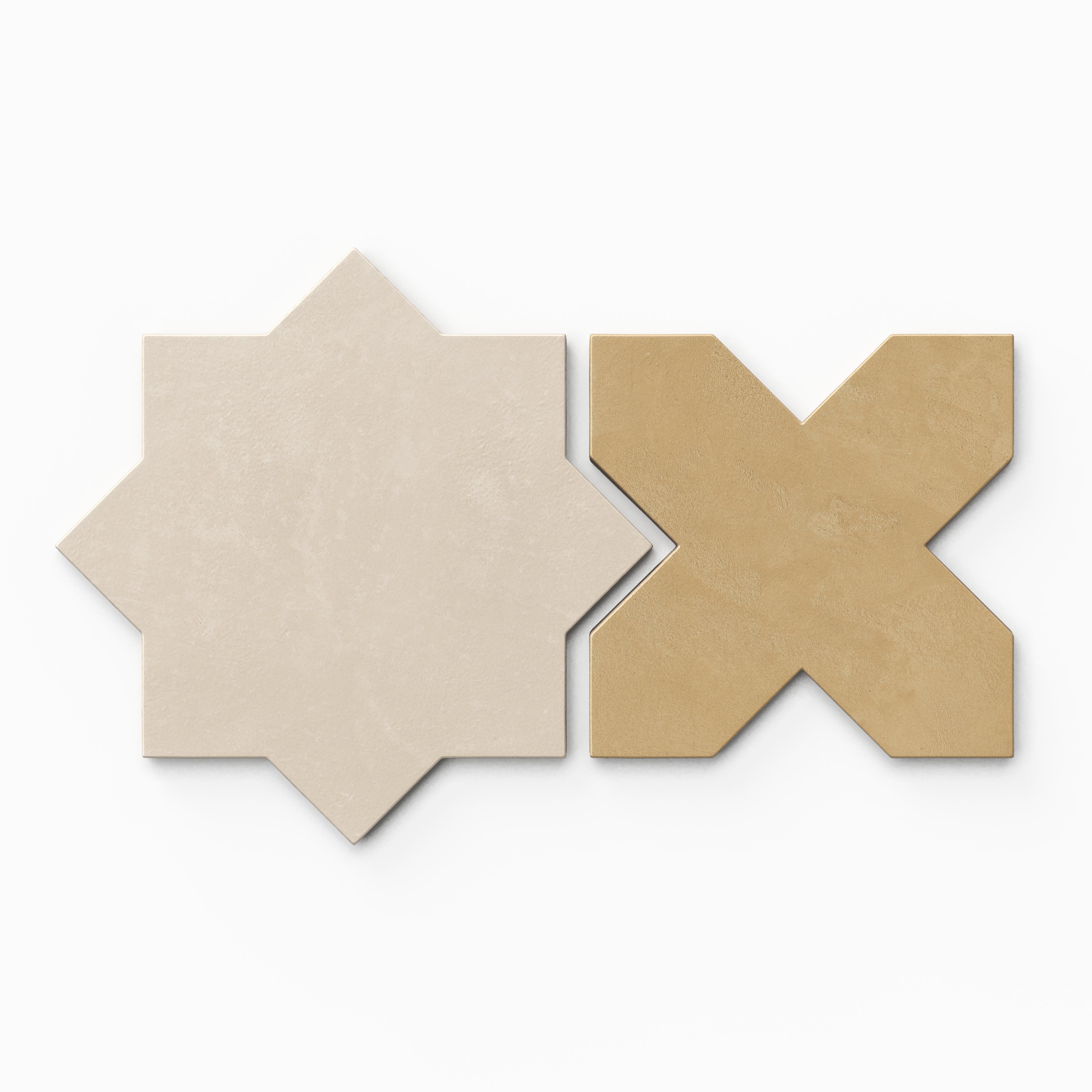 Isabel 11x11 Matte Porcelain Tile Star in Cream and Cross in Daffodil
