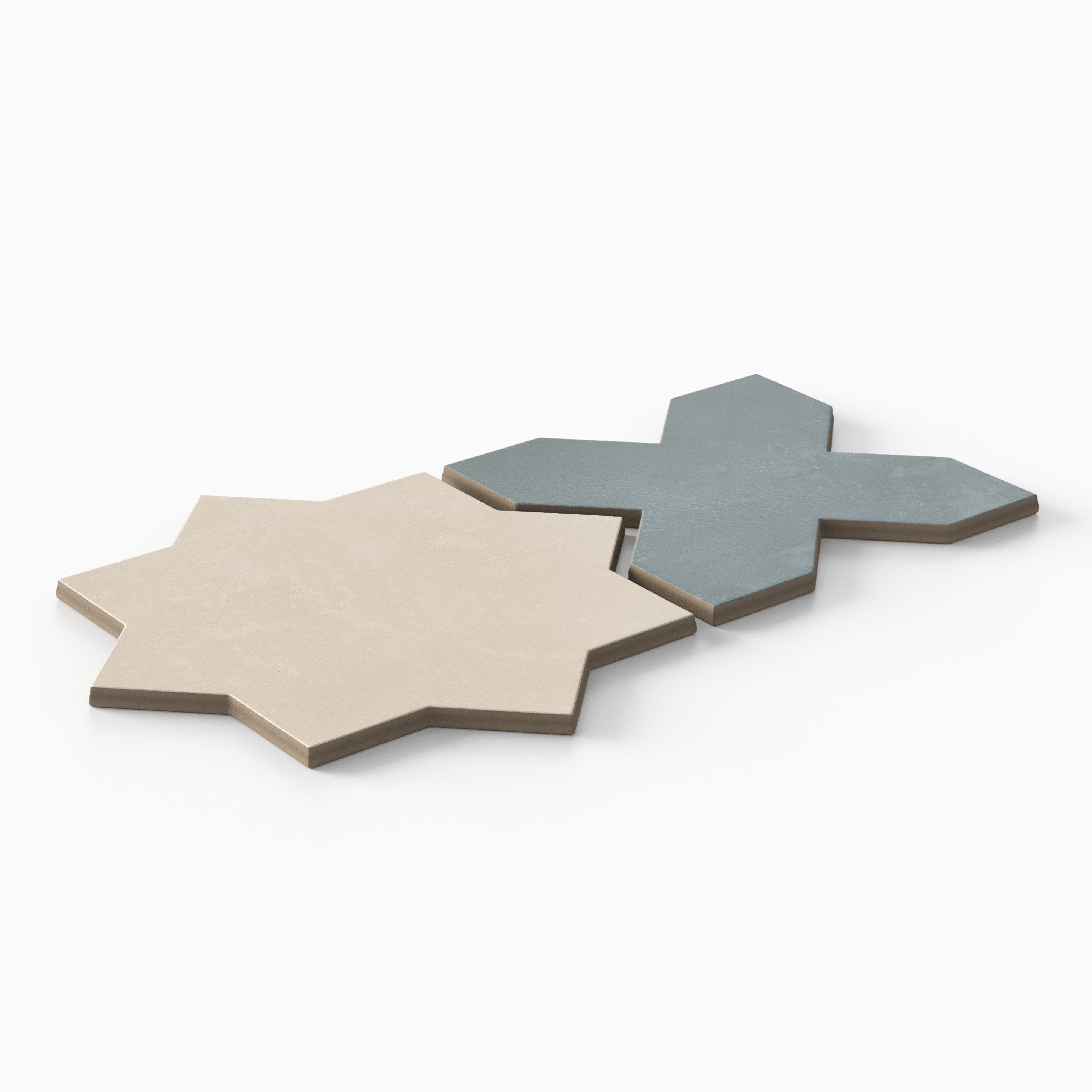 Isabel 11x11 Matte Porcelain Tile Star in Cream and Cross in Slate