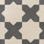Isabel 11x11 Matte Porcelain Tile Star in Cream and Cross in Charcoal