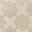 Isabel 11x11 Matte Porcelain Tile Star in Bone and Cross in Cream
