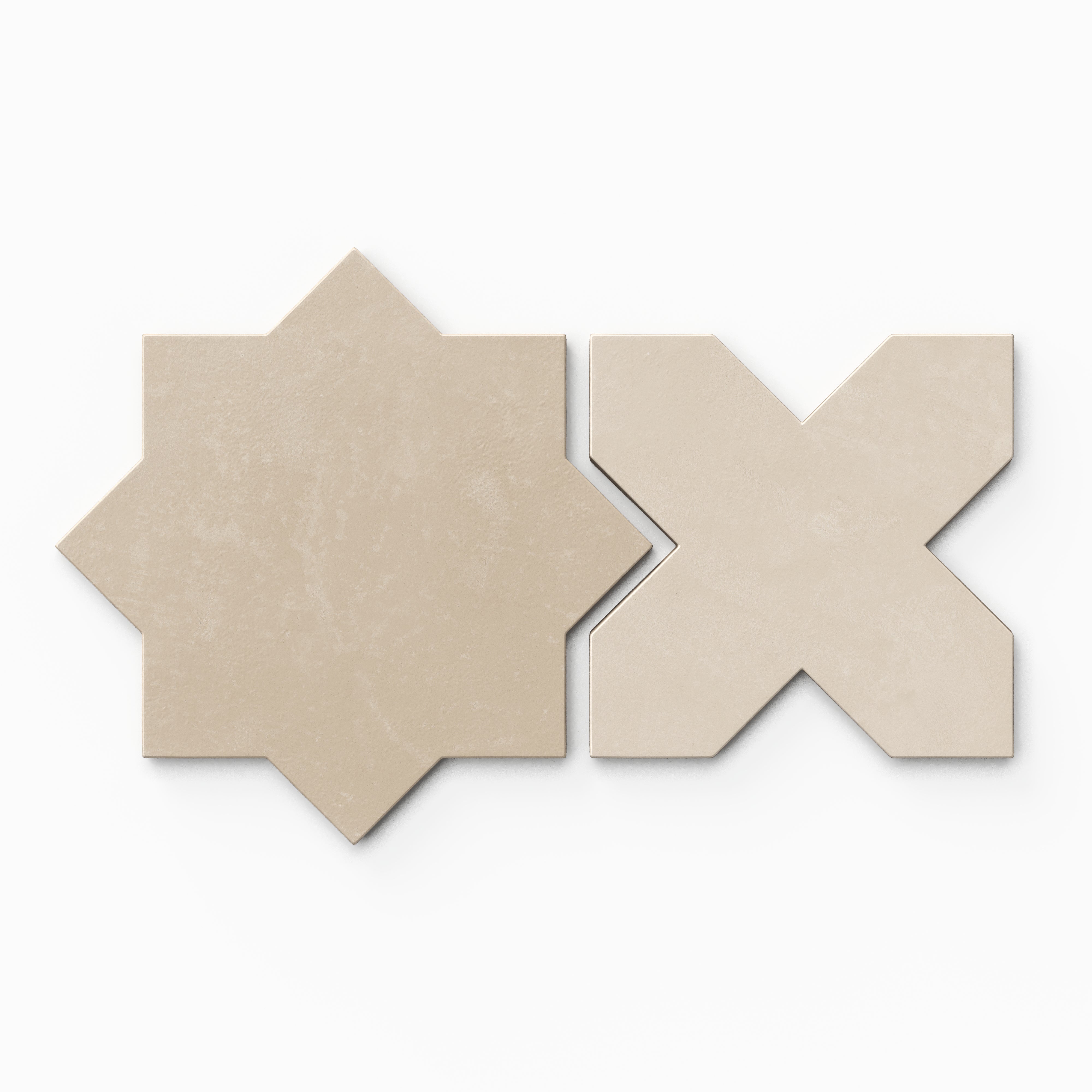 Isabel 11x11 Matte Porcelain Tile Star in Bone and Cross in Cream