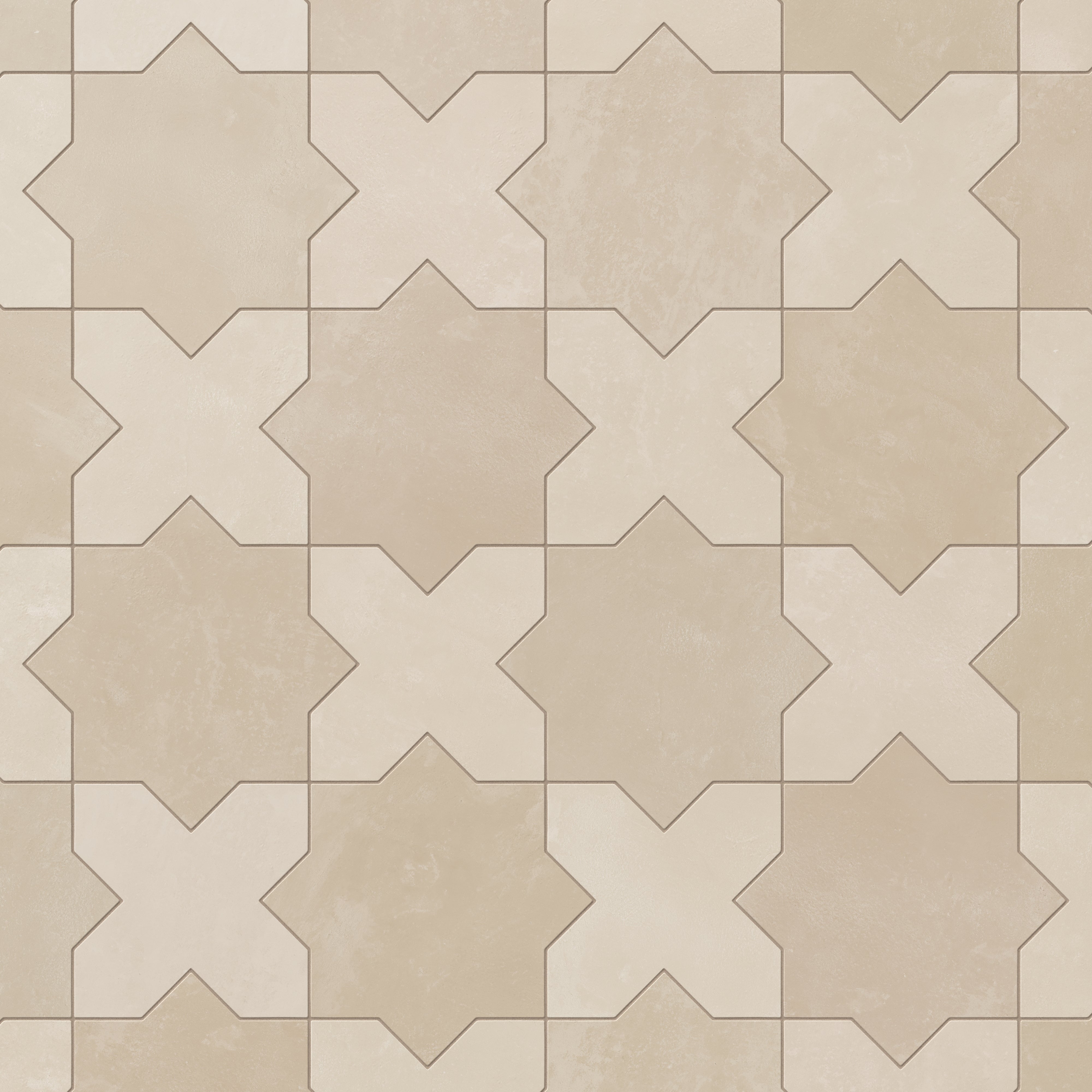 Isabel 11x11 Matte Porcelain Tile Star in Bone and Cross in Cream