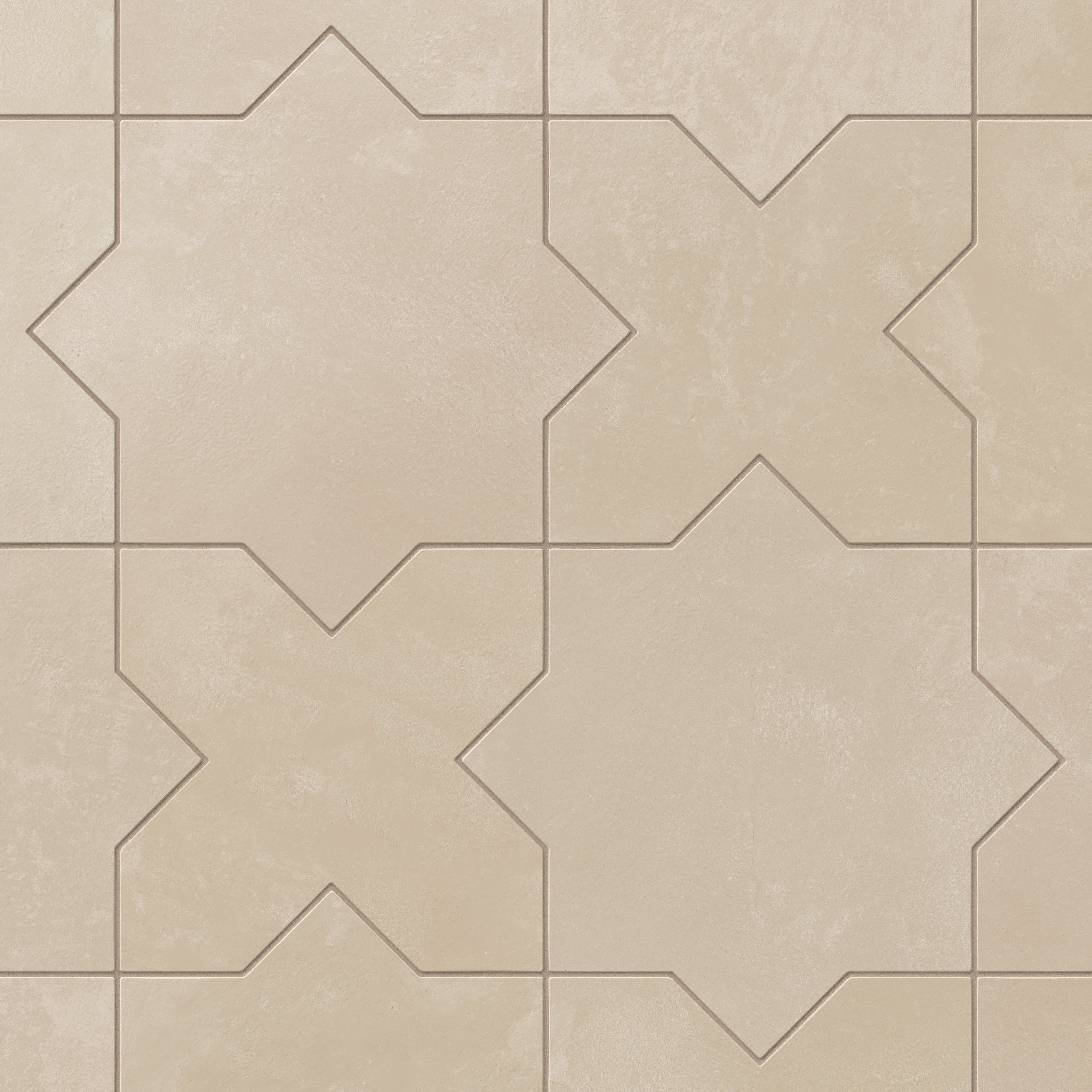 Isabel 11x11 Matte Porcelain Tile Star in Bone and Cross in Bone