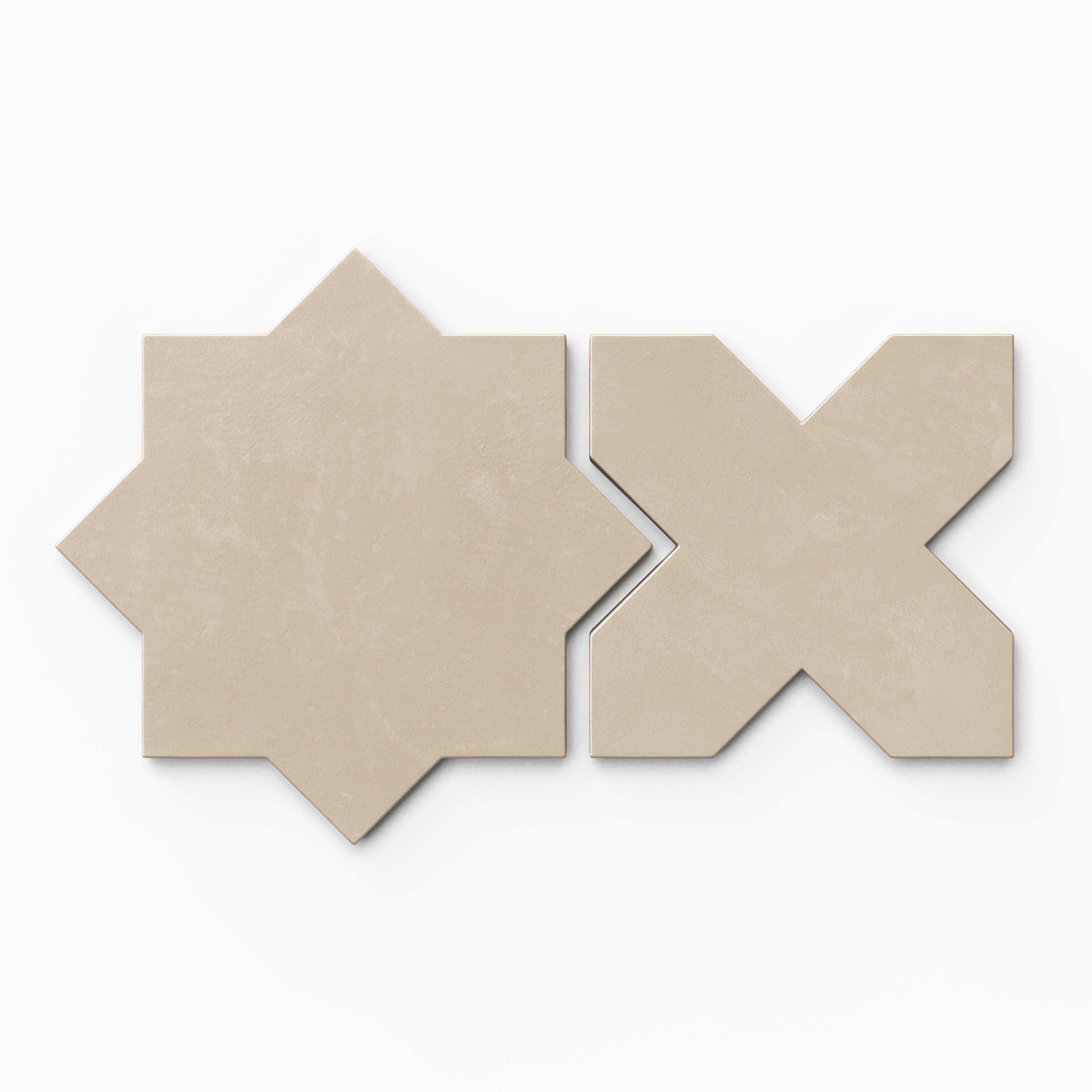 Isabel 11x11 Matte Porcelain Tile Star in Bone and Cross in Bone