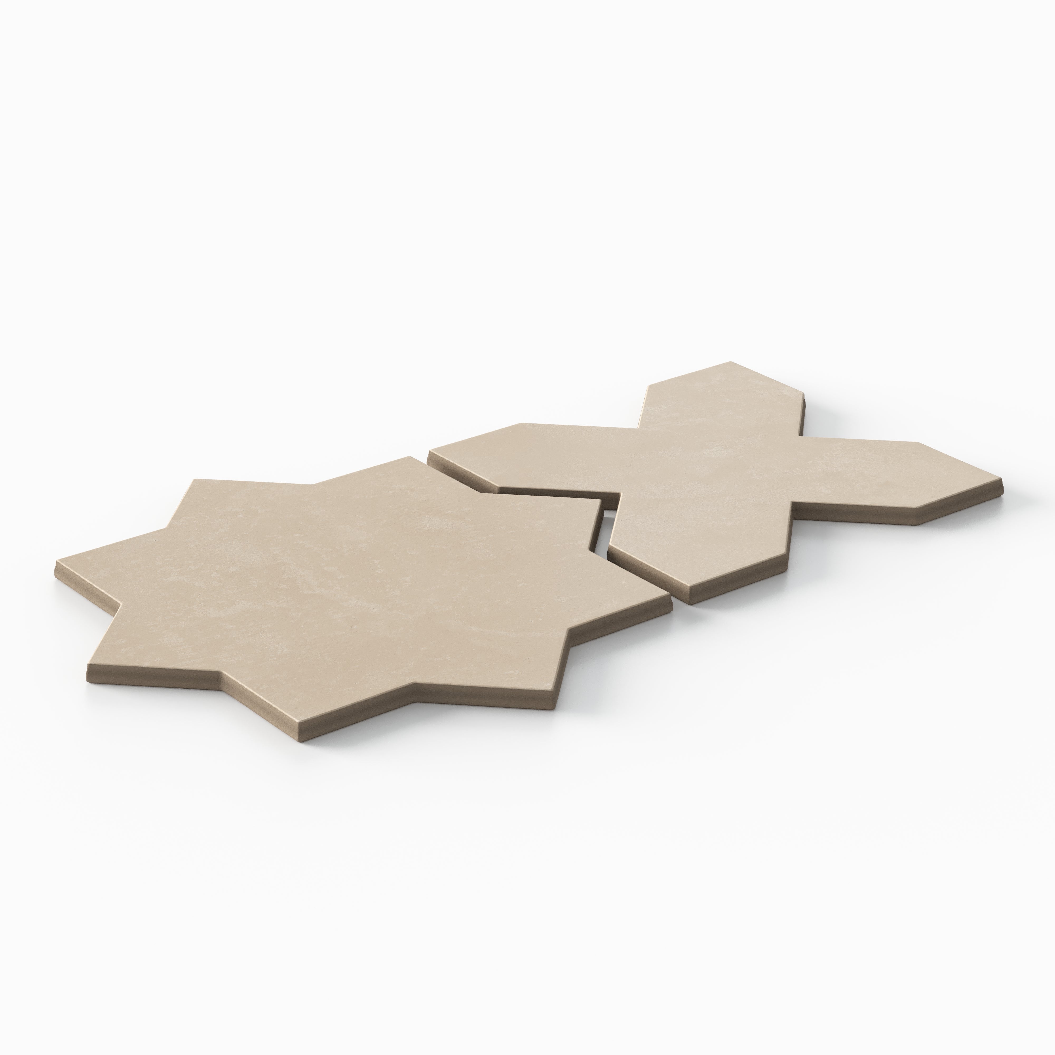 Isabel 11x11 Matte Porcelain Tile Star in Bone and Cross in Bone