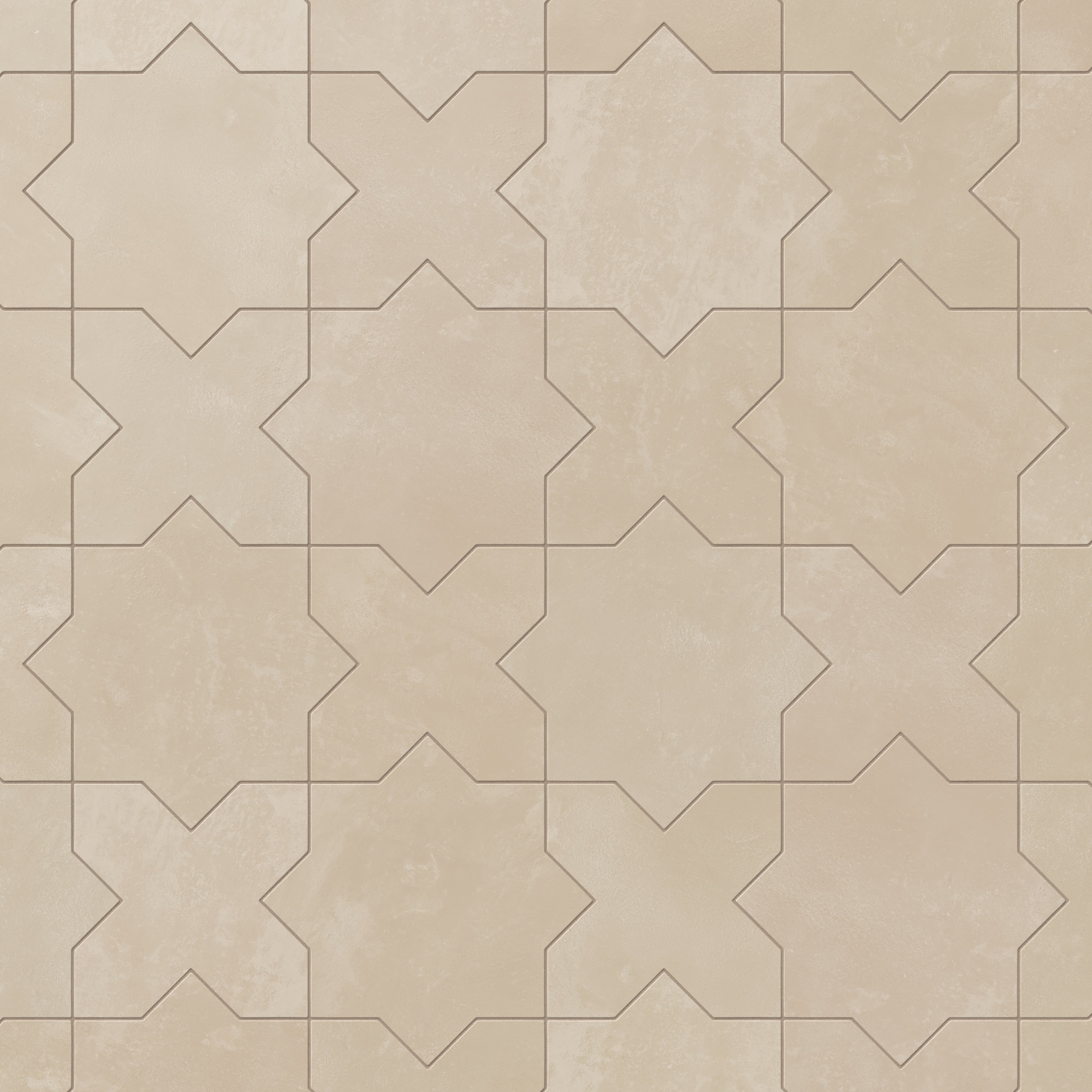 Isabel 11x11 Matte Porcelain Tile Star in Bone and Cross in Bone