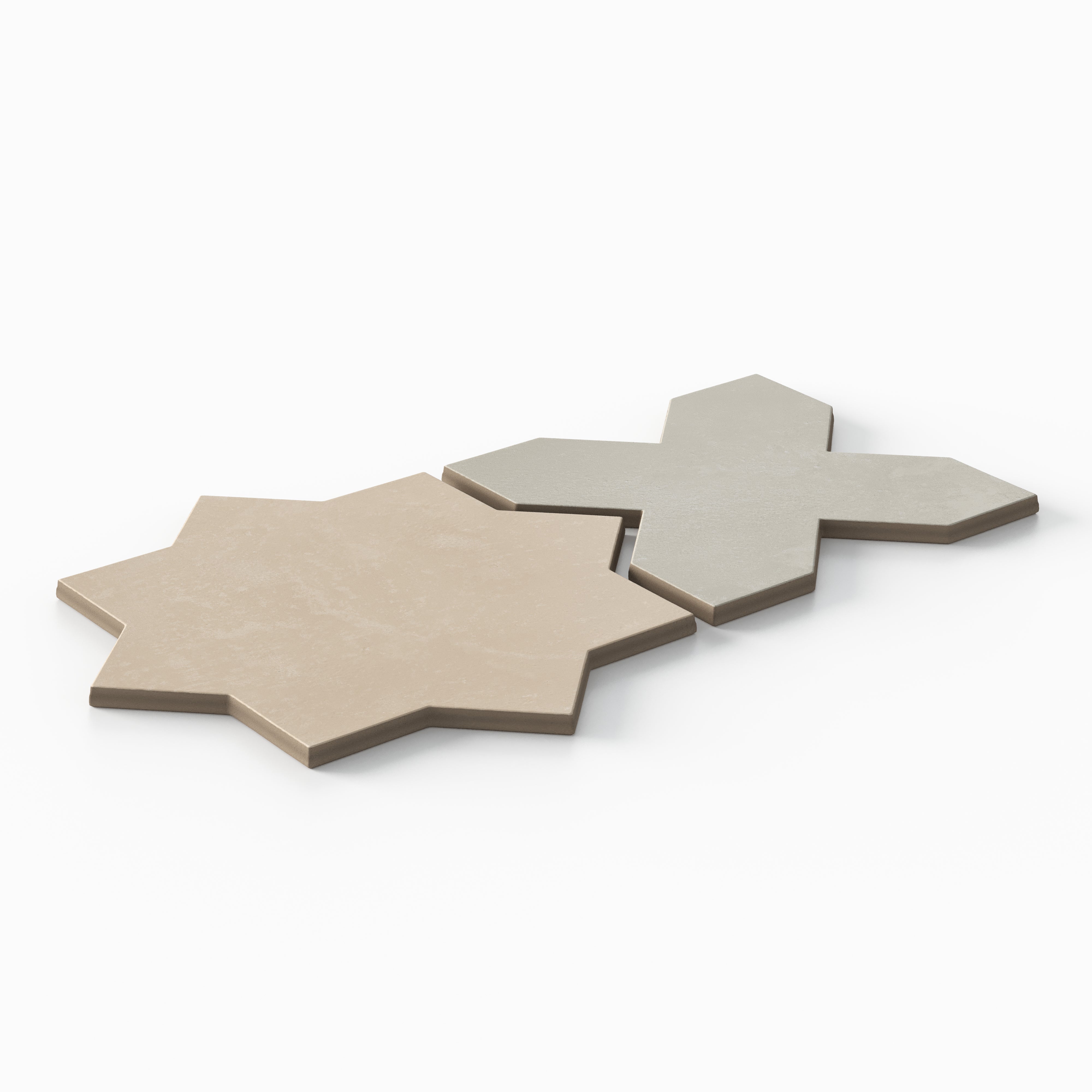 Isabel 11x11 Matte Porcelain Tile Star in Bone and Cross in Dove
