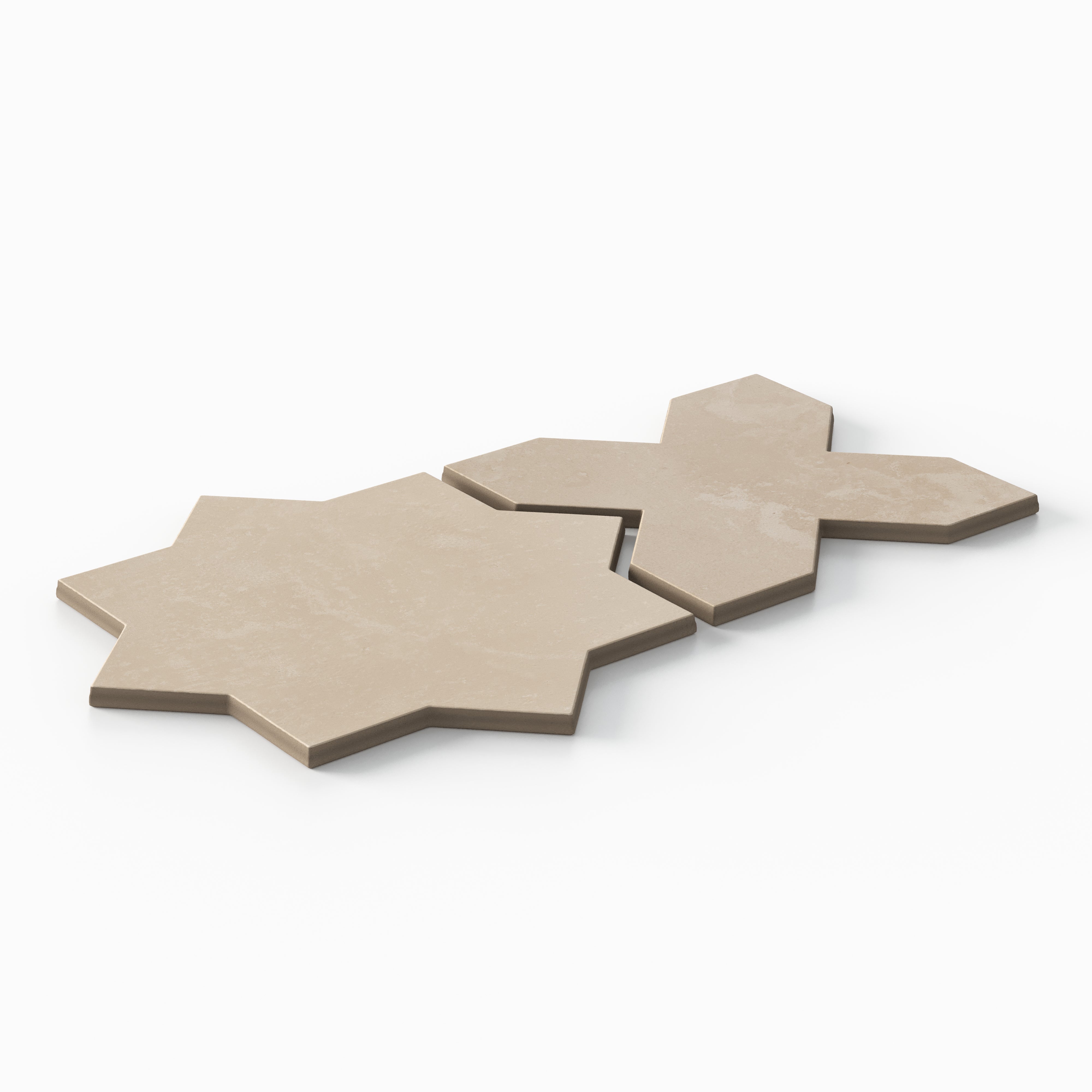 Isabel 11x11 Matte Porcelain Tile Star in Bone and Cross in Sand