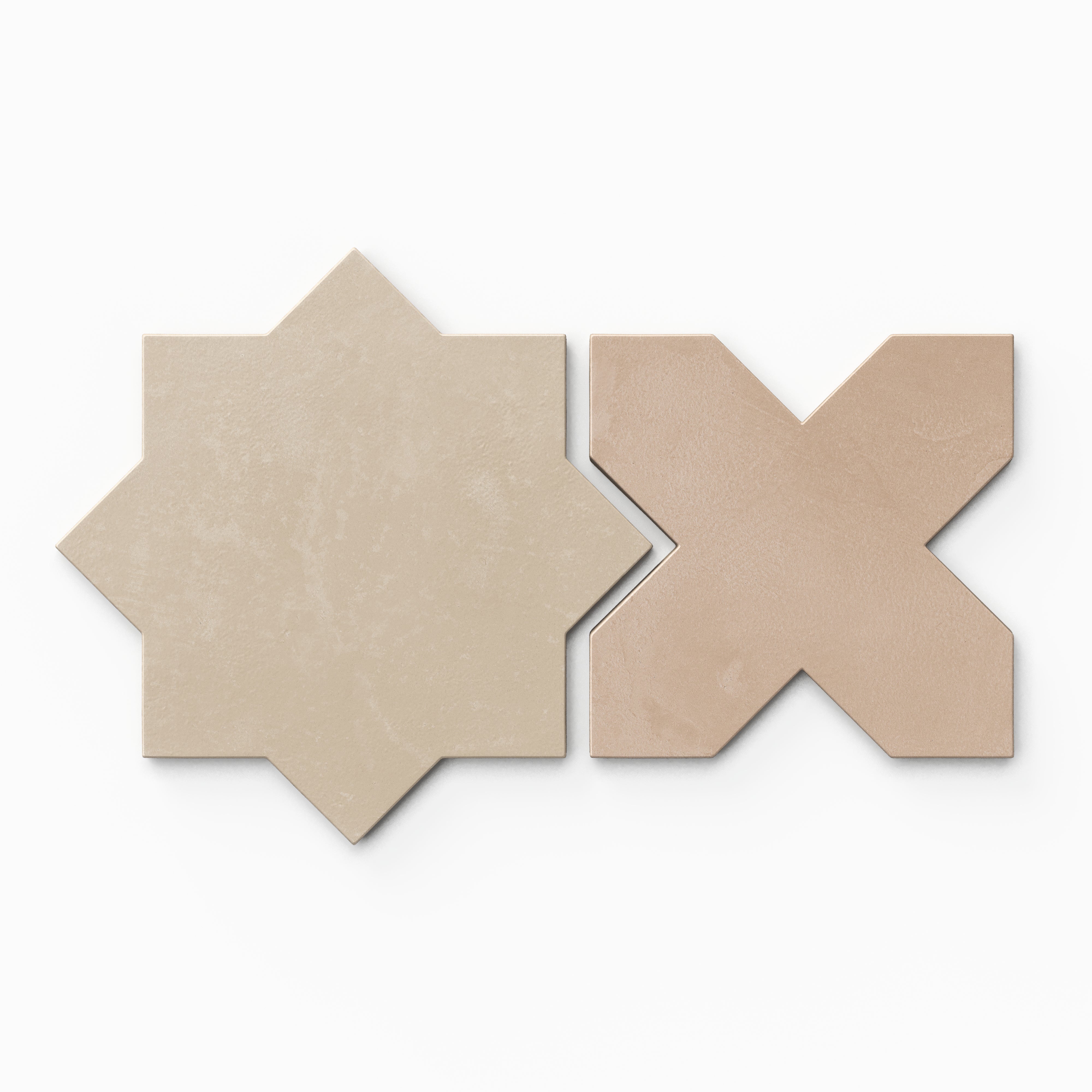 Isabel 11x11 Matte Porcelain Tile Star in Bone and Cross in Rosewood