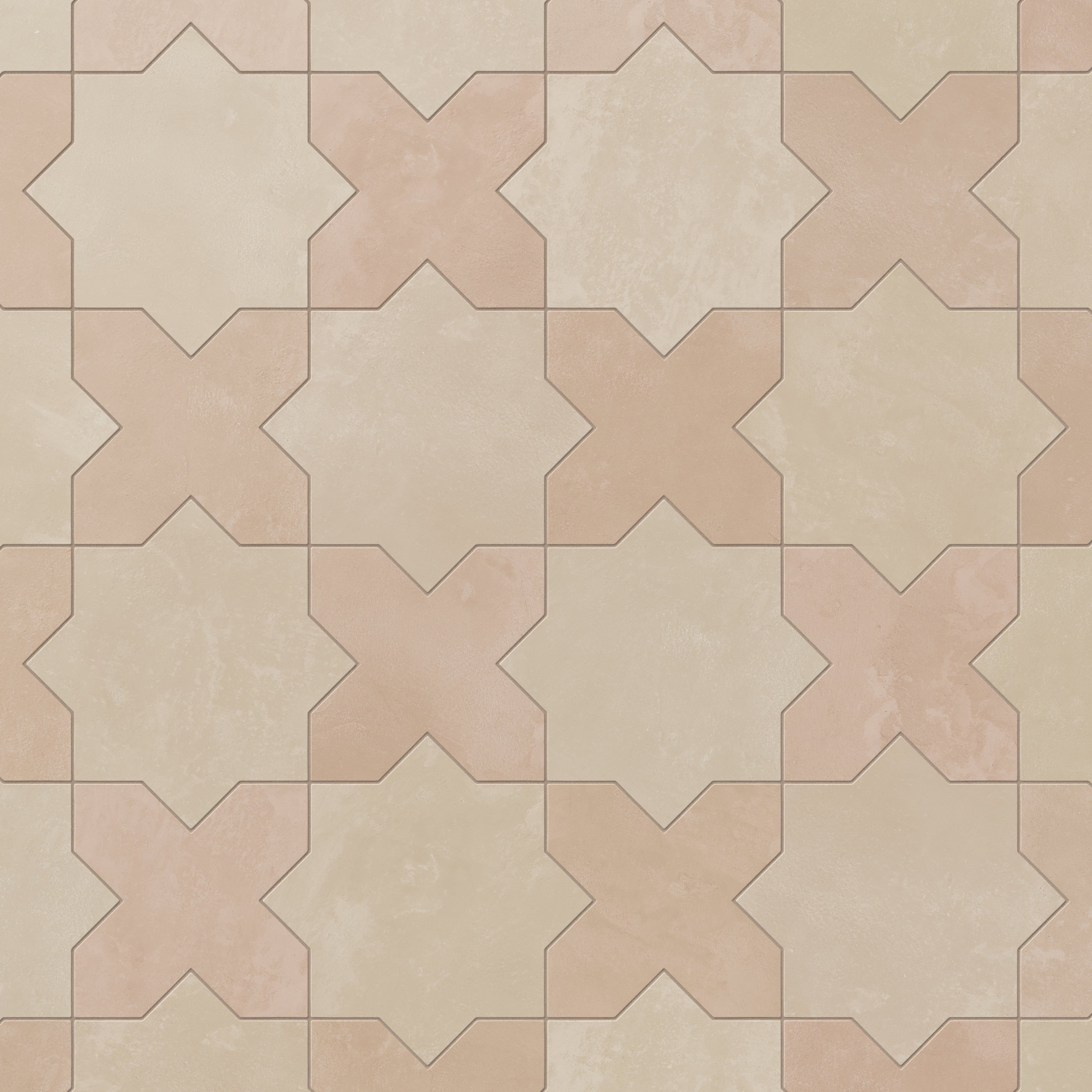 Isabel 11x11 Matte Porcelain Tile Star in Bone and Cross in Rosewood