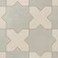 Isabel 11x11 Matte Porcelain Tile Star in Dove and Cross in Cream