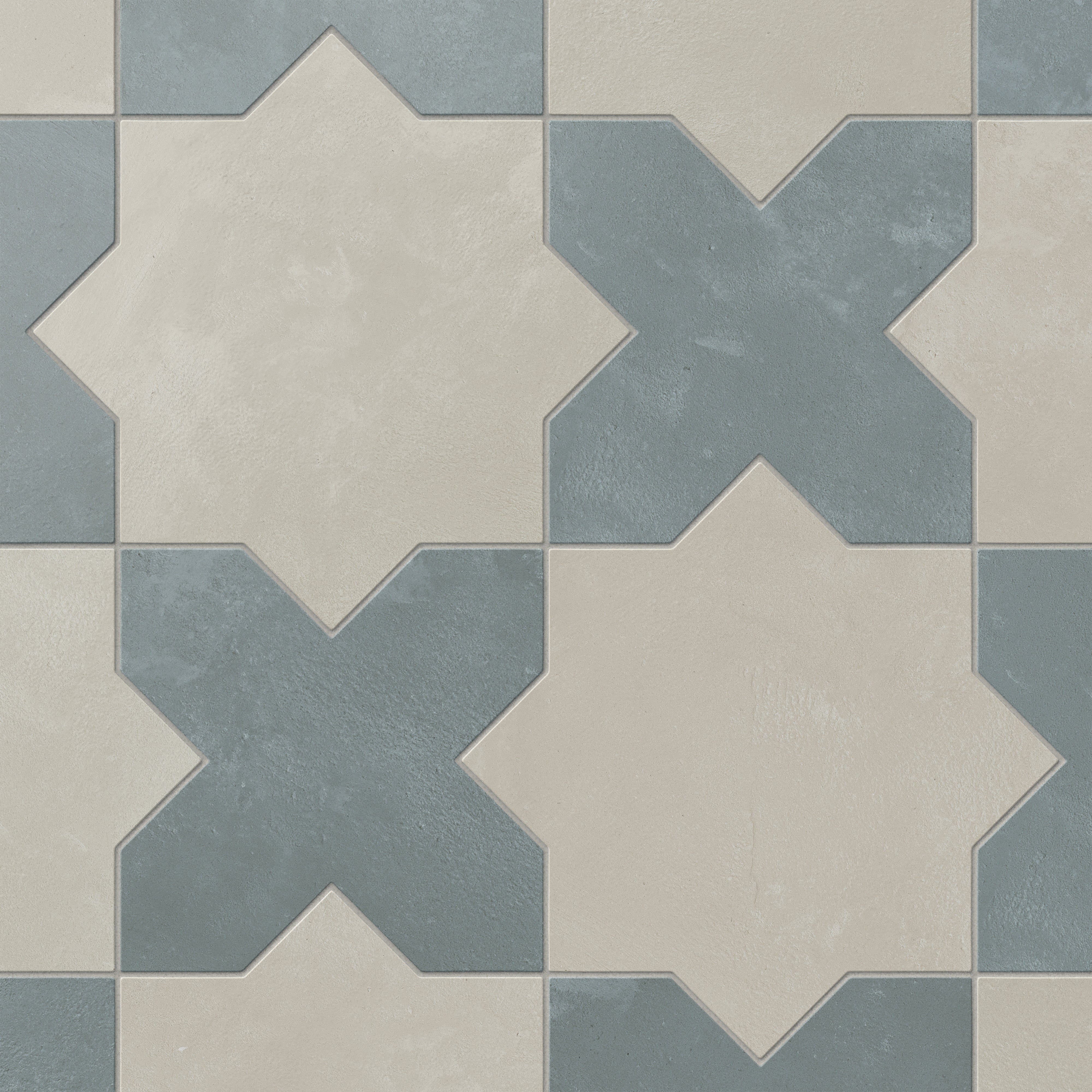 Isabel 11x11 Matte Porcelain Tile Star in Dove and Cross in Slate
