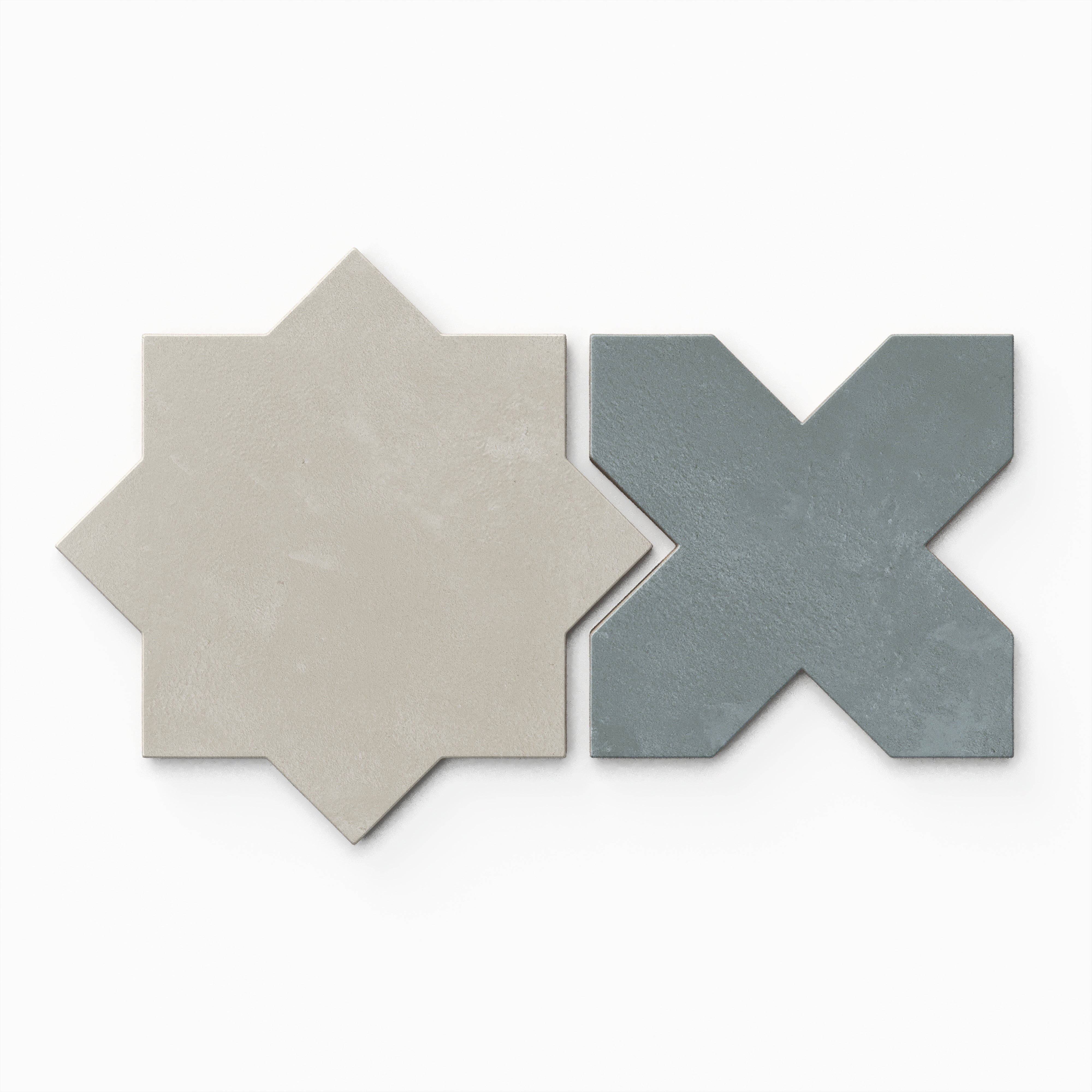 Isabel 11x11 Matte Porcelain Tile Star in Dove and Cross in Slate